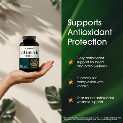NatureBell Vitamin E 1,000 IU - 300 Soft gel capsules (5-Month Supply)