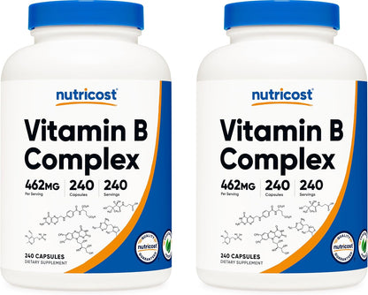 Nutricost High Potency Vitamin B Complex with Vitamin C, 240 Capsules (3 Bottles)
