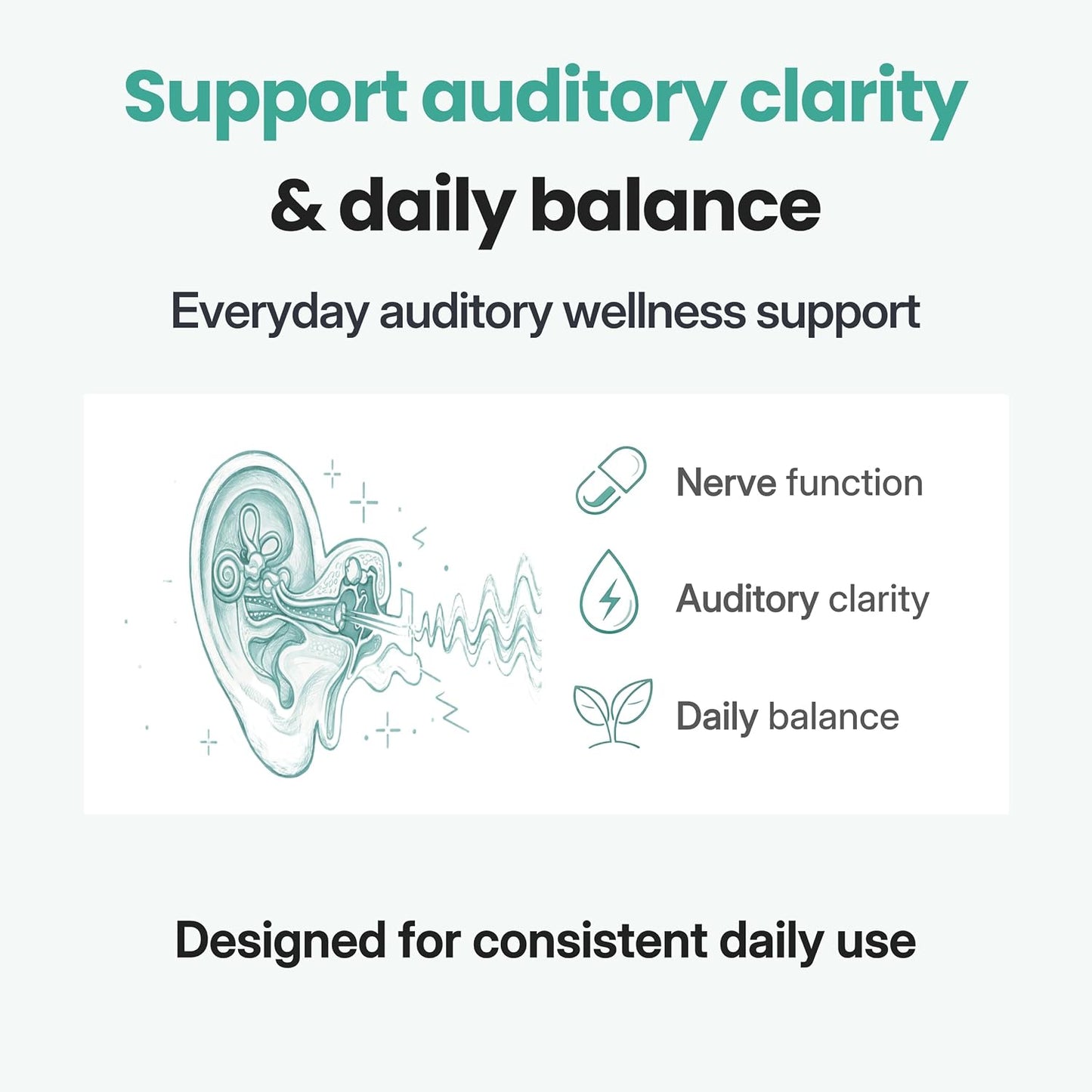 Hearing Support Supplement for Clarity & Ear Health with Magnesium, B6 & Patented Botanical Complex | 60 Tablets - görsel 8