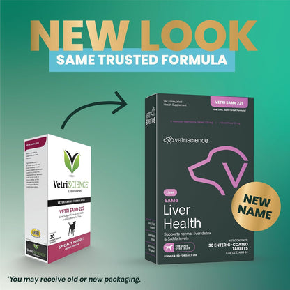 VetriScience SAMe Liver Health Tablets, 225 mg, for Medium and Large Breed Dogs, 30 Tablets
