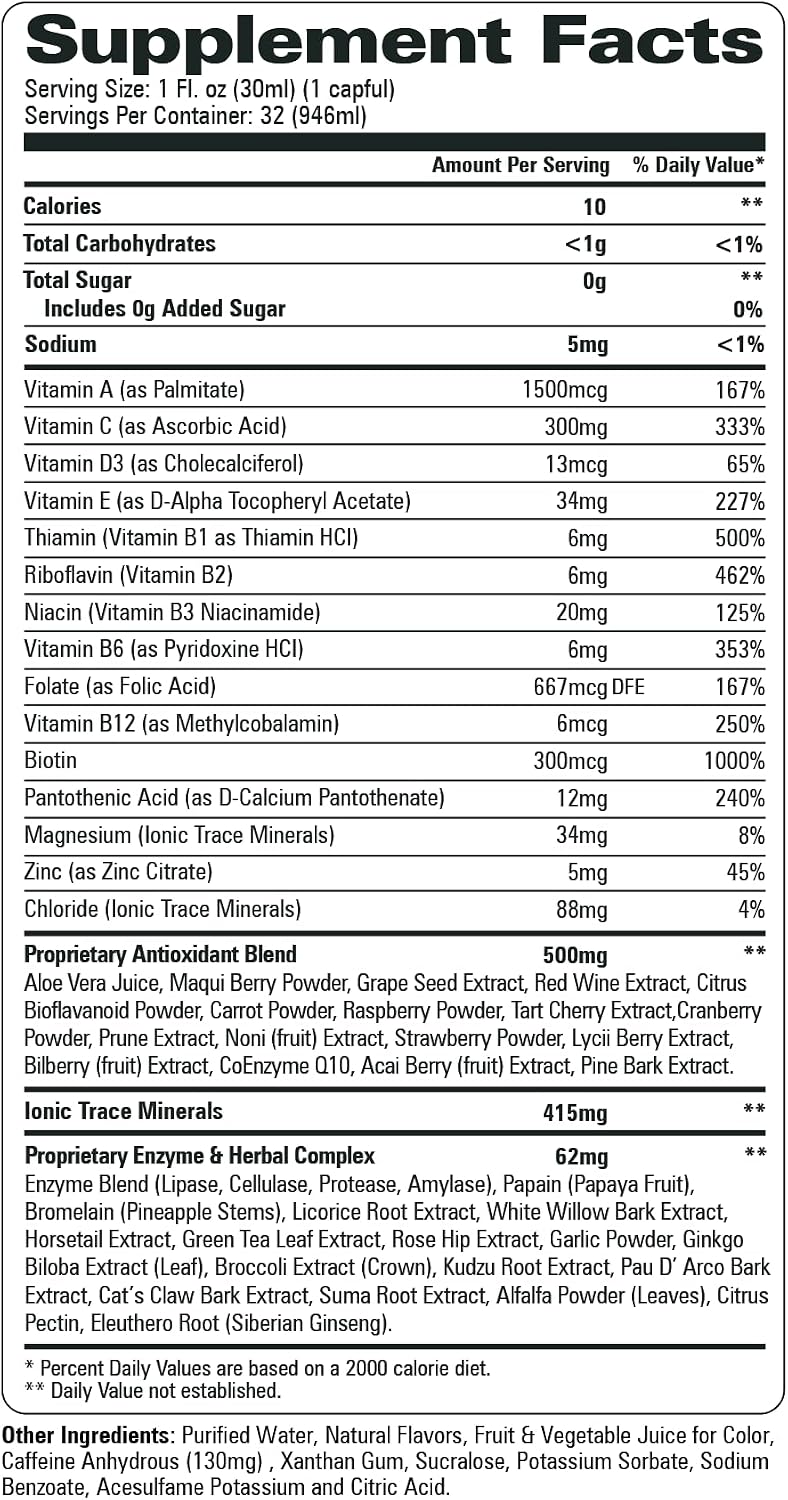 Liquid Vitamin Turbo Power Plus – 47 Vitamins, Enzymes, Vitamin D3, A, C, and Zinc for Men, Women, Teens, and Children - görsel 2