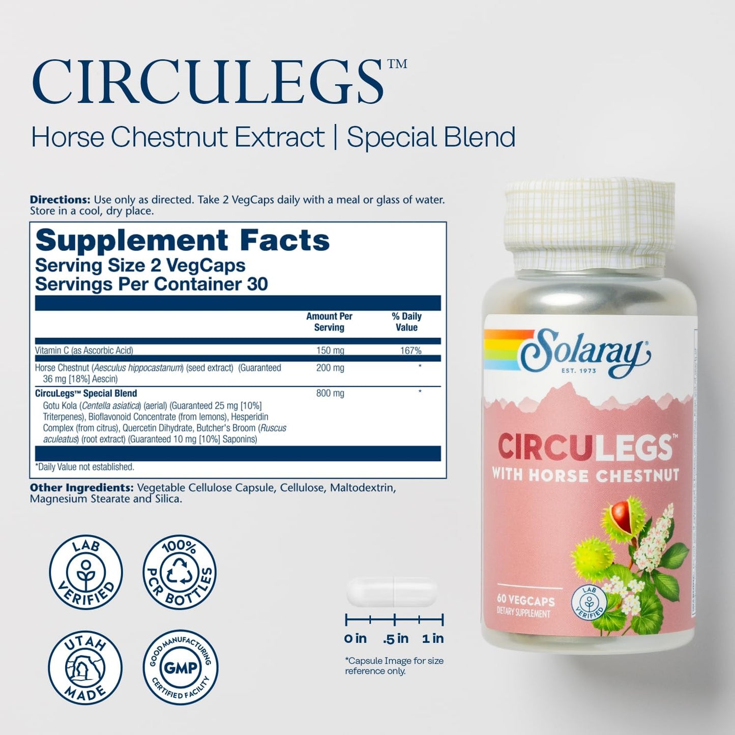 Solaray CirculLegs – Herbal Supplement with Horse Chestnut Extract & Vitamin C - görsel 2