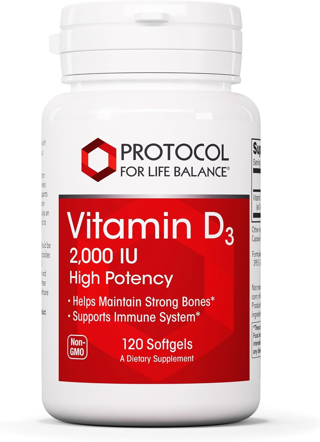 Protocol for Life Balance Vitamin D3 2,000 IU - Immune Support, Healthy Bones and Teeth - 120 Softgels - görsel 1