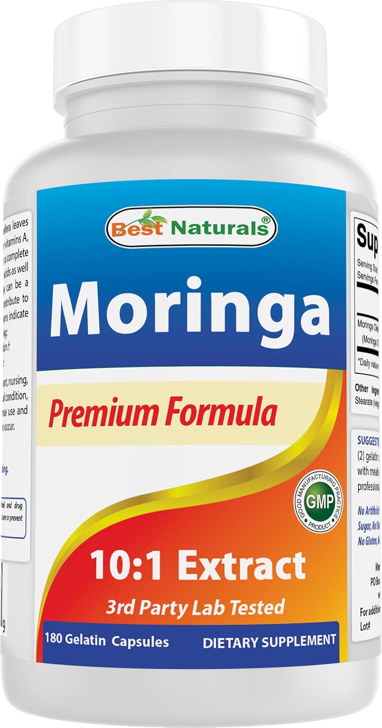 Best Naturals Moringa Extract 10:1 1500mg per Serving – 180 Capsules – Superfood Nutrients for Daily Wellbeing - görsel 1