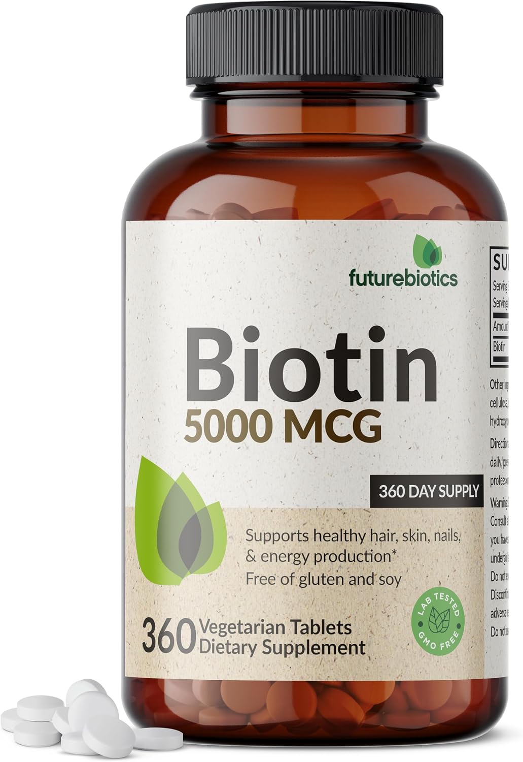 Futurebiotics Biotin 5000 mcg - 360 Vegetarian Tablets - görsel 1