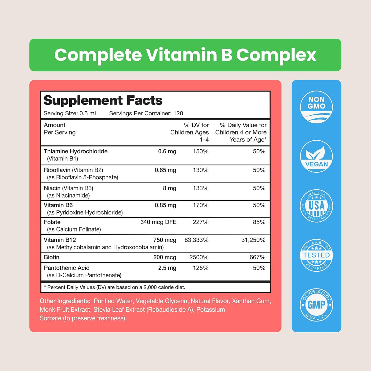 NutraChamps Organic Vitamin B Complex for Kids, B1, B2, B3, B6, B7, B9 & Methyl B12, Kids B Complex Liquid Drops Supplement, Energy, Focus, Metabolism, Natural Berry, 120 Servings, 4 Month Supply - görsel 7