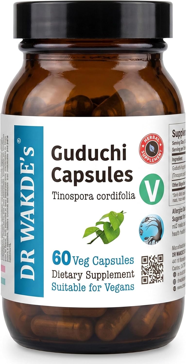 DR WAKDE's Guduchi Capsules (Tinospora cordifolia, 60 Veg Caps, Plant-Based Supplement, Ayurvedic Herb, All Natural, Vegan) - görsel 1