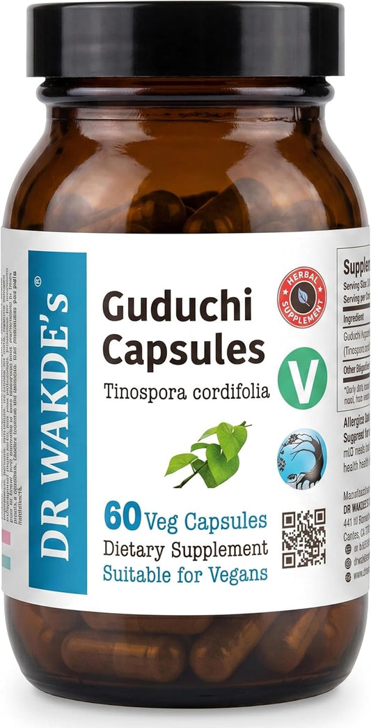 DR WAKDE's Guduchi Capsules (Tinospora cordifolia, 60 Veg Caps, Plant-Based Supplement, Ayurvedic Herb, All Natural, Vegan)