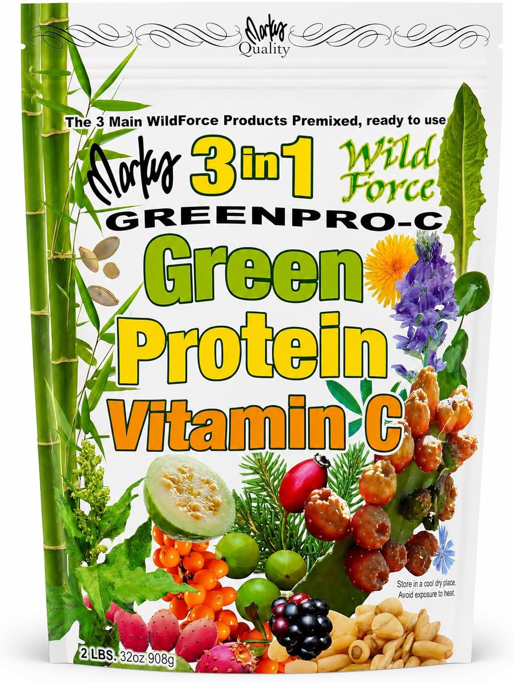 Wild Force GreenPro-C: Pre-Mixed Greens, Protein, and Vitamin C Powder - görsel 1