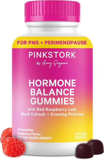 Pink Stork Hormone Balance Gummies – Women's PMS and Menopause Support (60 Vegan Gummies)