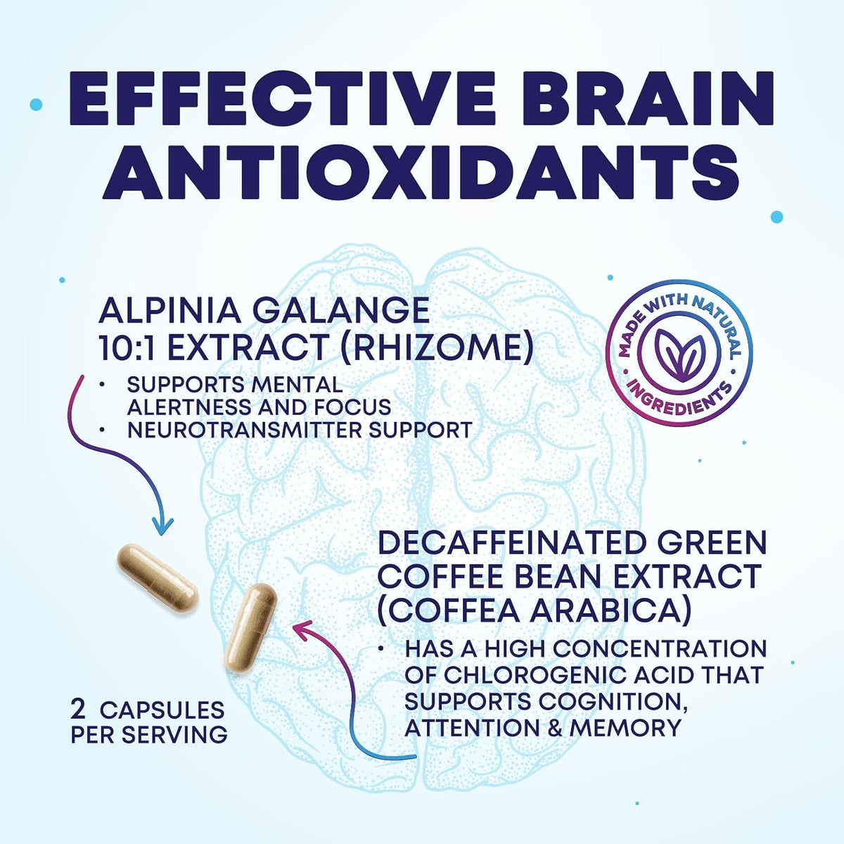 Brain Memory Supplement Capsules - 3X Strength Nootropics for Concentration, Clarity and Focus Support - with Bacopa, Phosphatidylserine and DMAE - 240 Capsules - görsel 6