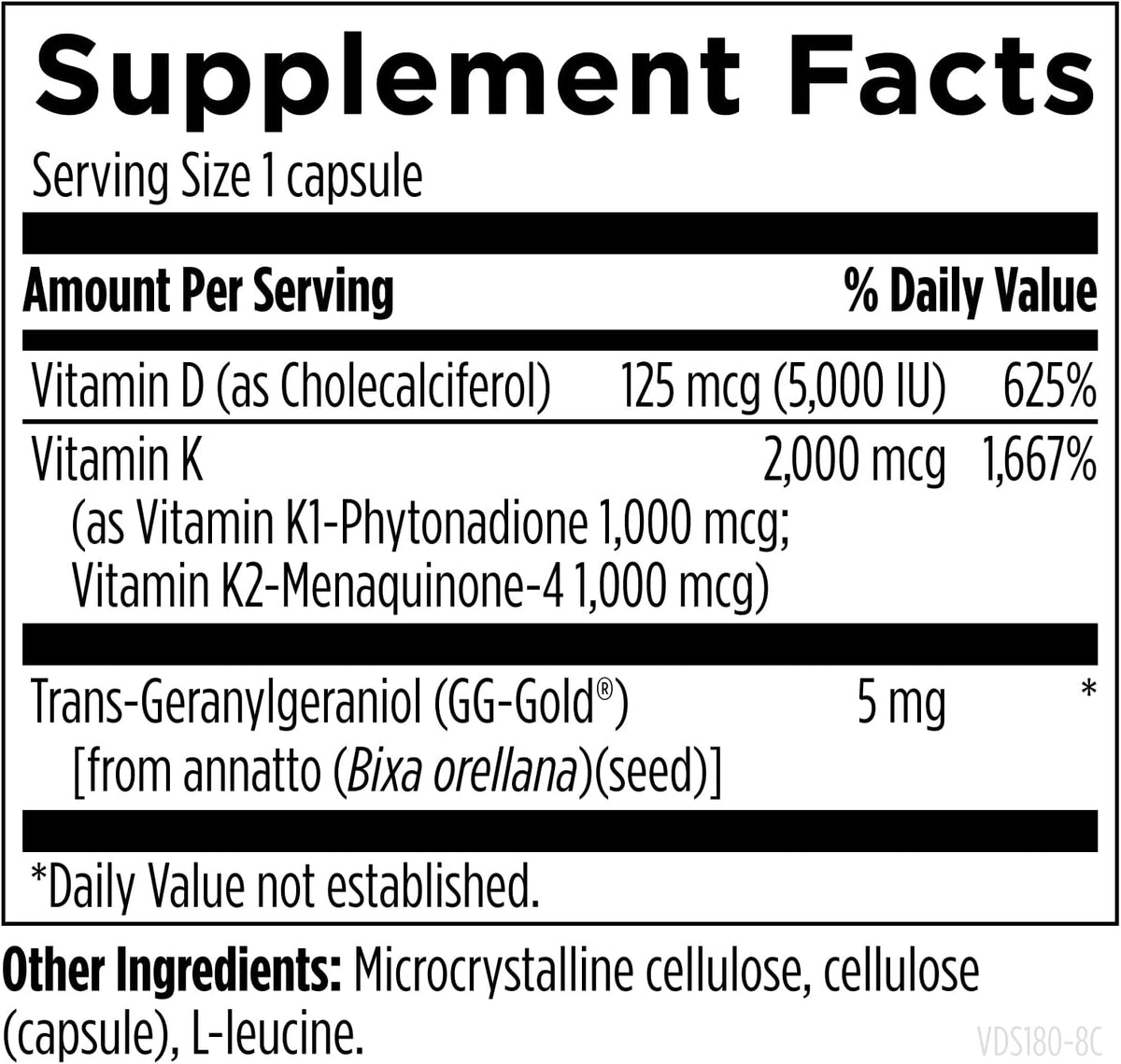 Designs for Health Vitamin D Supreme - Vitamin D3 5000 IU with K2 MK-4 & GG, 180 Capsules - görsel 6
