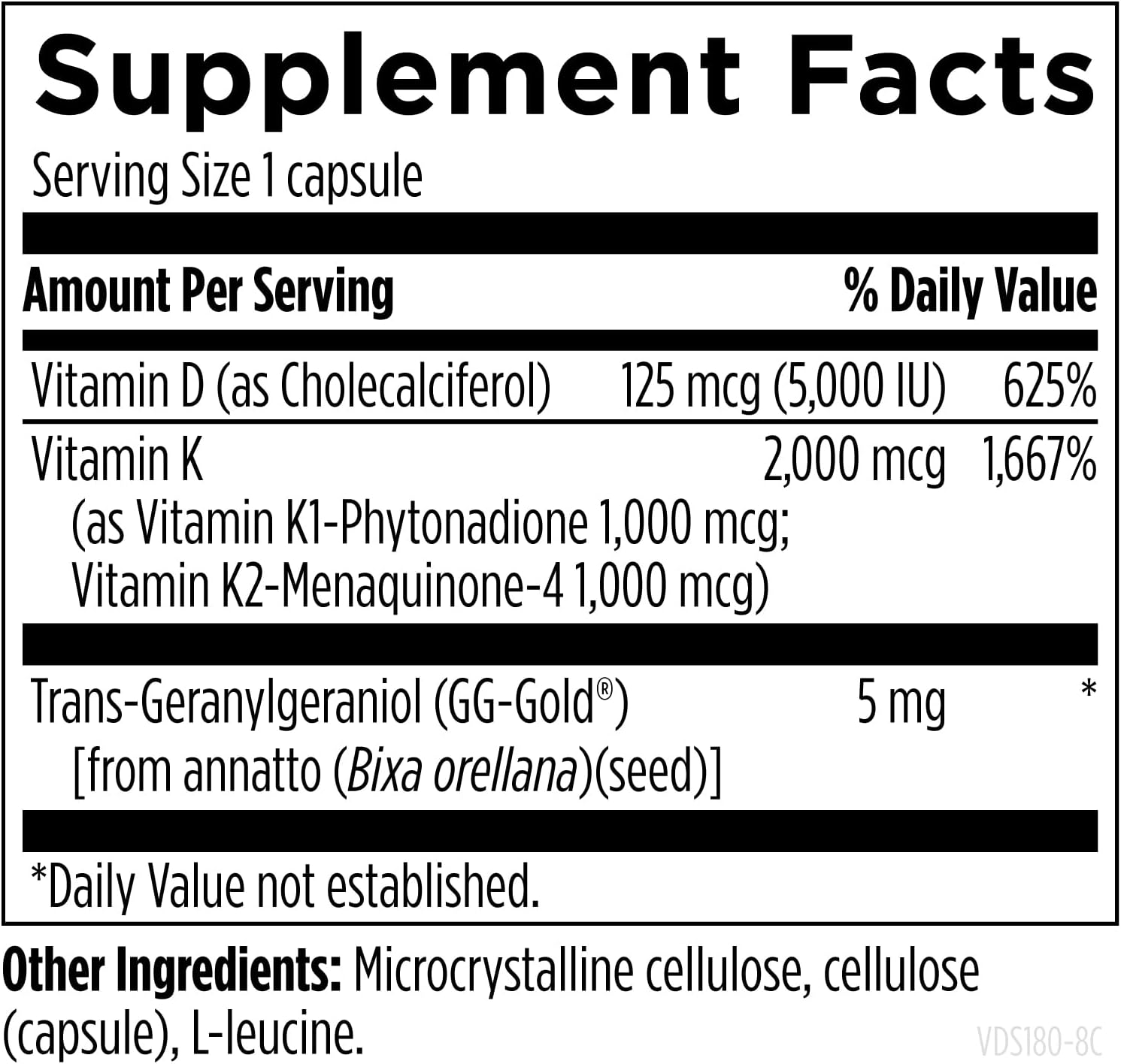 Designs for Health Vitamin D Supreme - Vitamin D3 5000 IU with K2 MK-4 & GG, 180 Capsules - görsel 6
