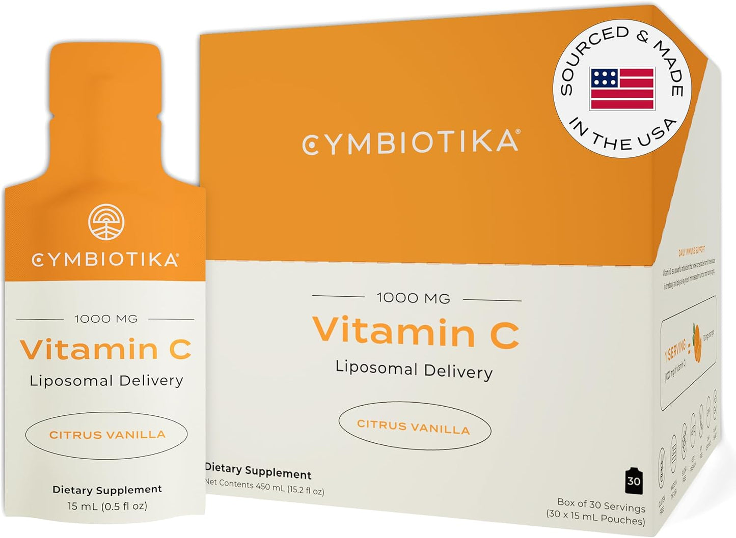 Cymbiotika Liposomal Vitamin C Packets – Citrus Vanilla – Immune System Support & Collagen Formation – 30 Packets - görsel 1