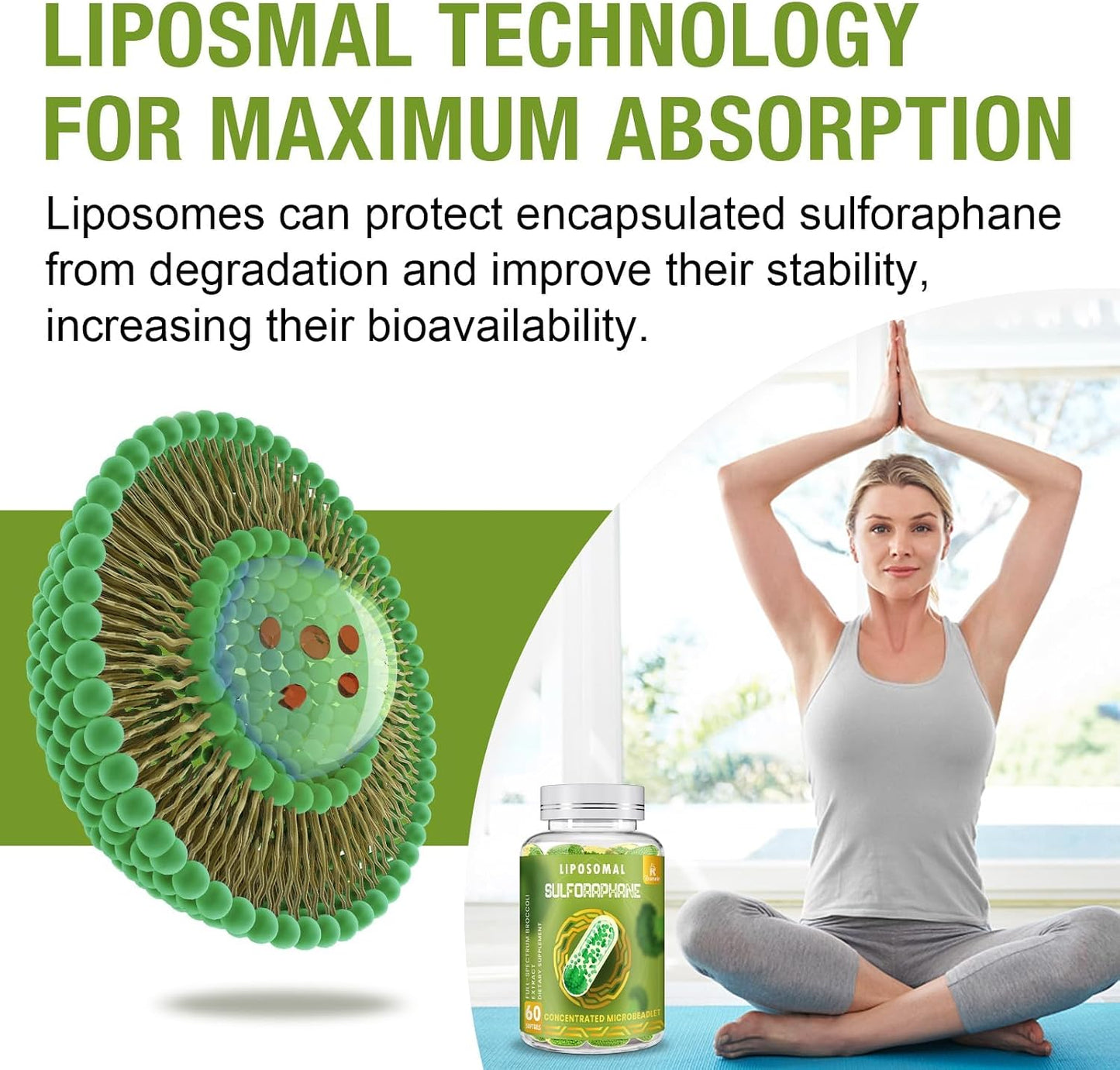 800 mg Liposomal Sulforaphane – Dual-Delivery for Enhanced Absorption – Full-Spectrum Broccoli Extract – Antioxidant Support – 120 Softgels - görsel 5