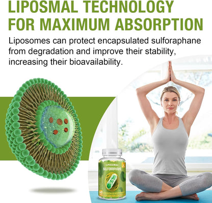 800 mg Liposomal Sulforaphane – Dual-Delivery for Enhanced Absorption – Full-Spectrum Broccoli Extract – Antioxidant Support – 120 Softgels