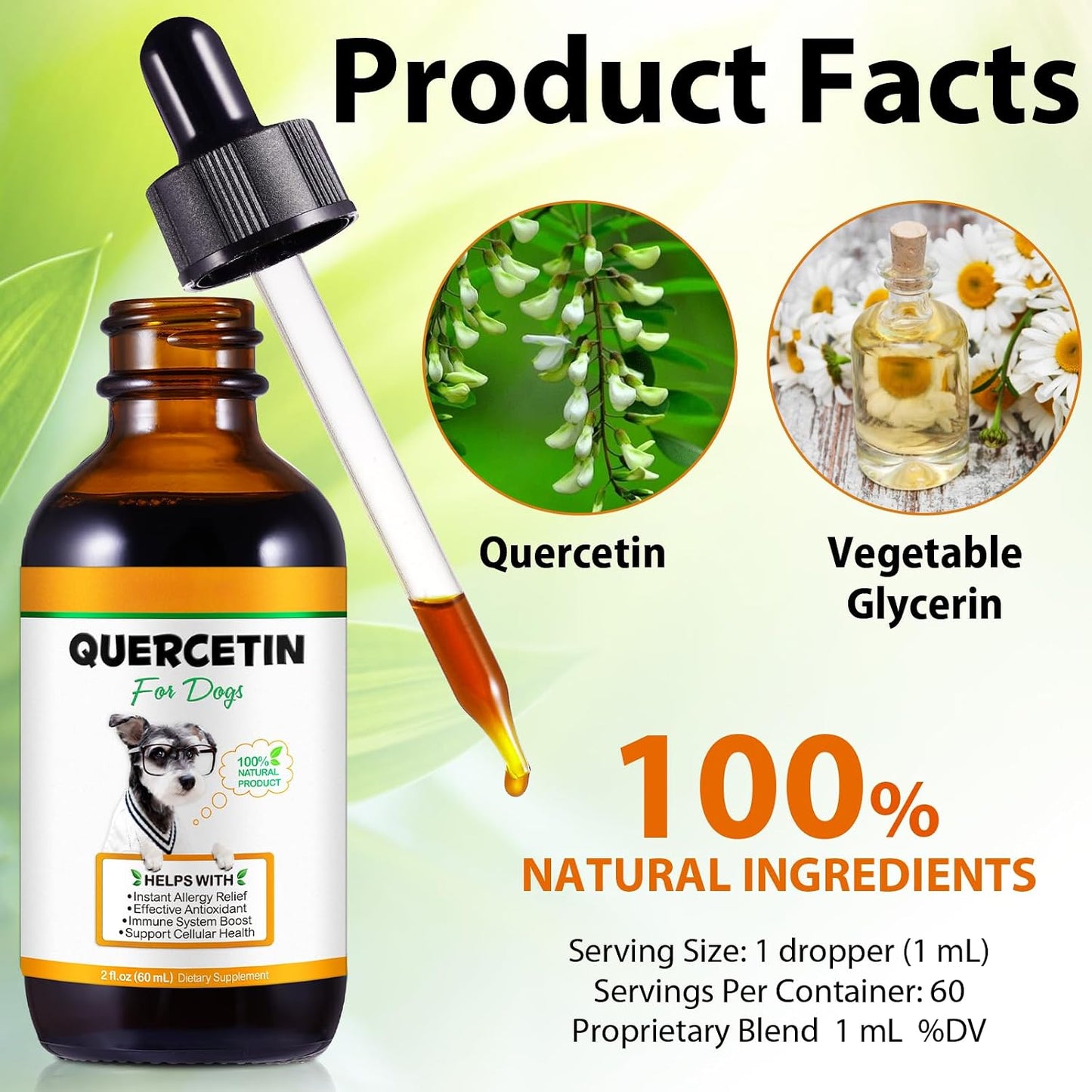 Quercetin for Dogs - Liquid Drops for Allergy Relief & Immune Support, 60 ml - görsel 7