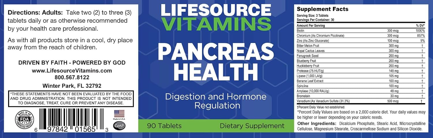 LifeSource Vitamins Pancreas Health-18 - All Natural Pancreas Support - görsel 2