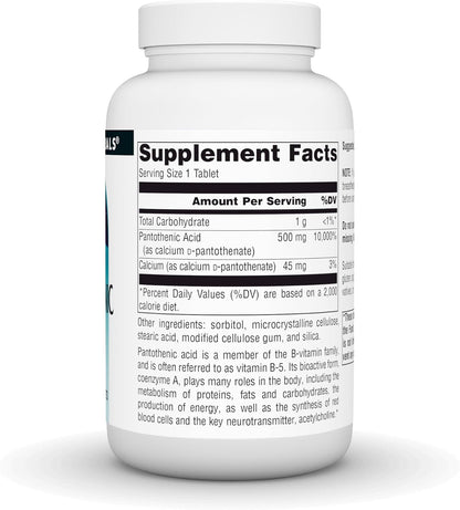 Source Naturals Pantothenic Acid (Vitamin B5) 500 mg, 100 Tablets