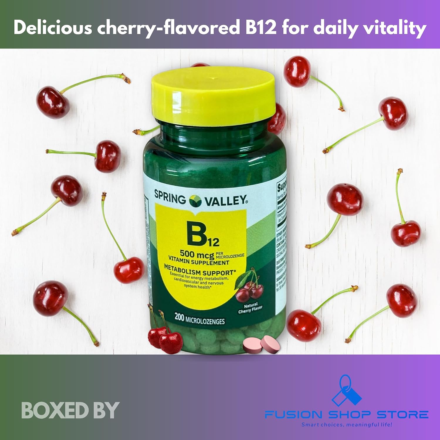 B12 500 mcg Sublingual Cherry Flavour - 200 Lozenges - görsel 2