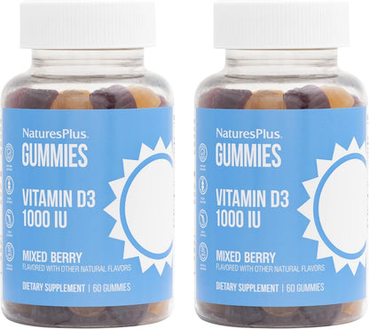 NaturesPlus Gummies Vitamin D3 1000 IU, Mixed Berry - Pack of 2