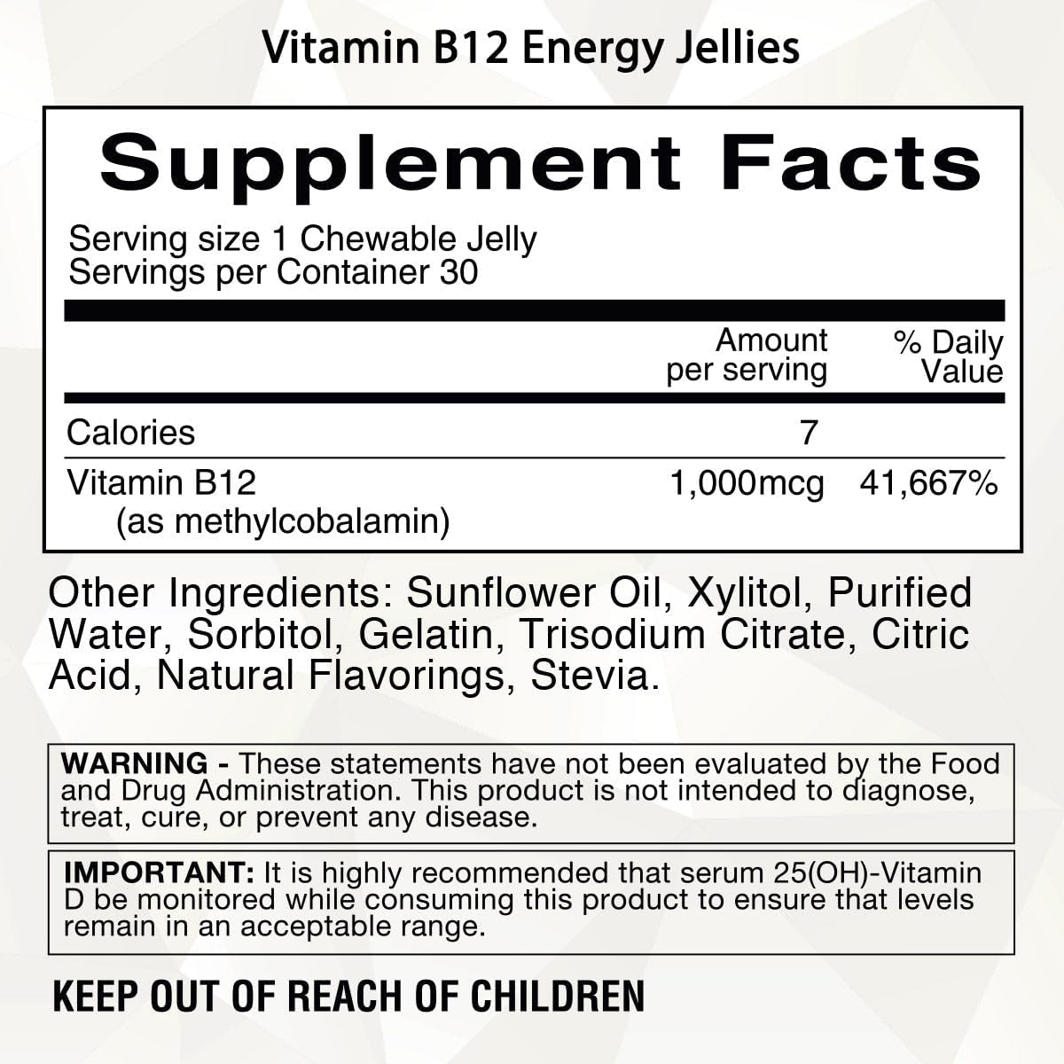 Bariatric Eating Journey 1,000 mcg Vitamin B12 Sugar-Free Energy Jellies Fruit Punch (30 Pack) - görsel 2
