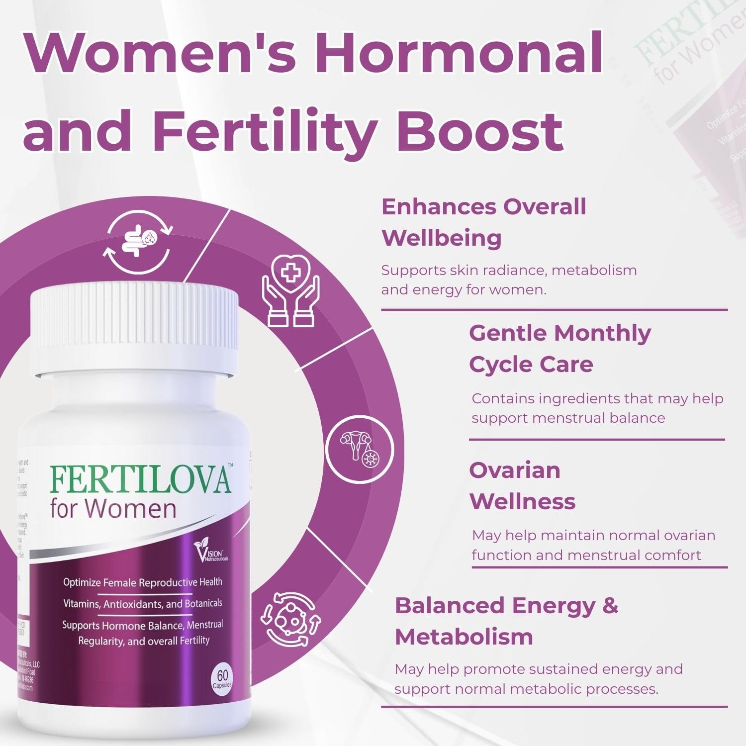 Fertilova – Women's Fertility Support Supplement | For Hormonal Balance and Menstrual Regularity | 60 Vegan Capsules (2-Month Supply) - görsel 6