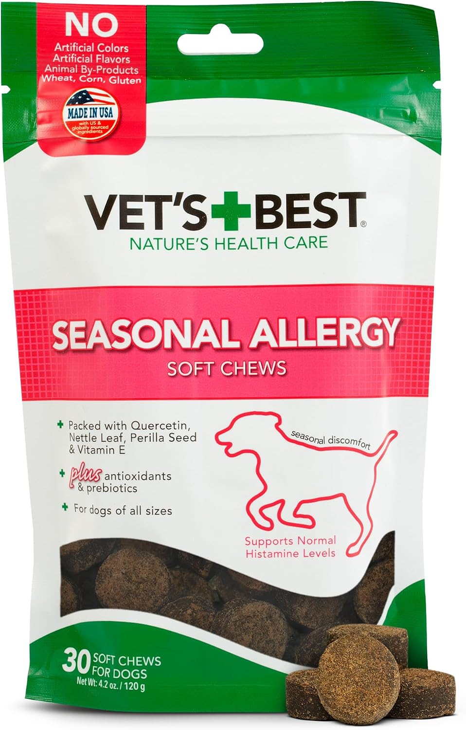 Vet's Best Seasonal Allergy Soft Chew Dog Supplements – 30 Day Supply - görsel 1