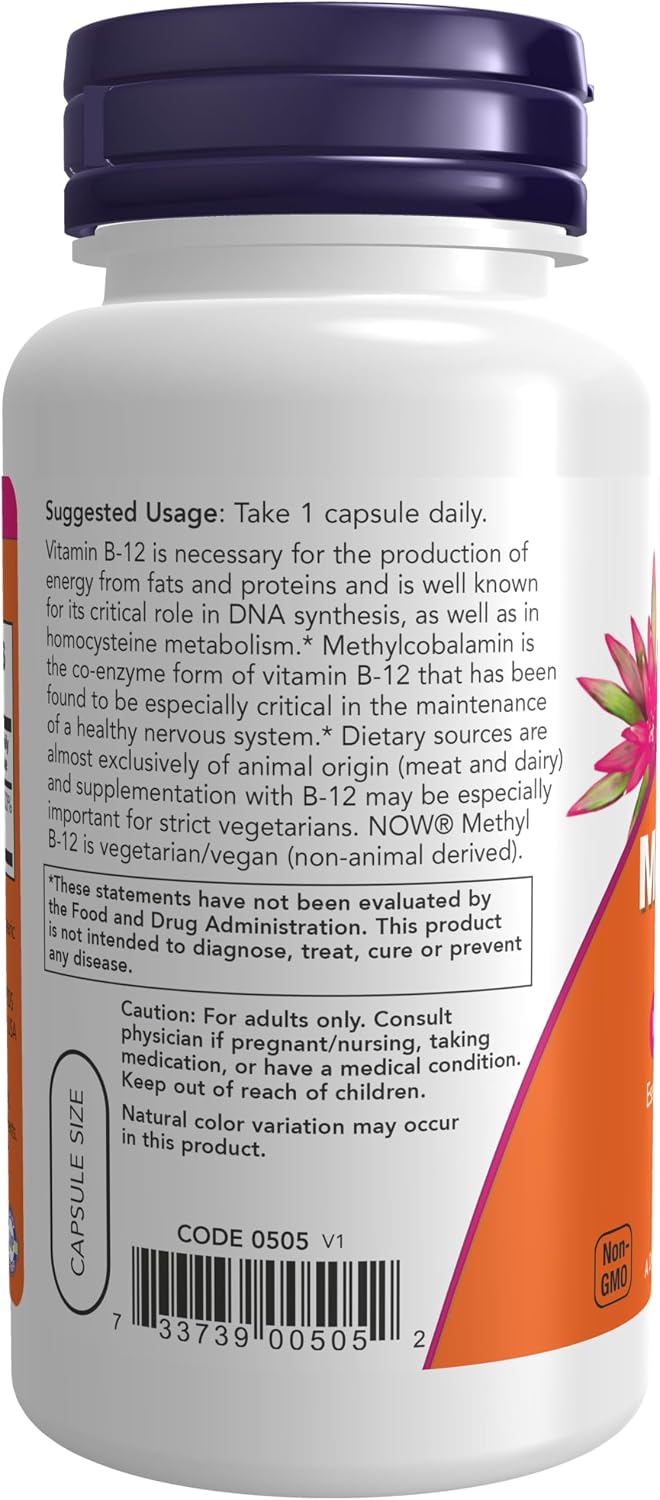 NOW Foods Methyl B-12 5000mcg, 90 Veg Capsules - görsel 3