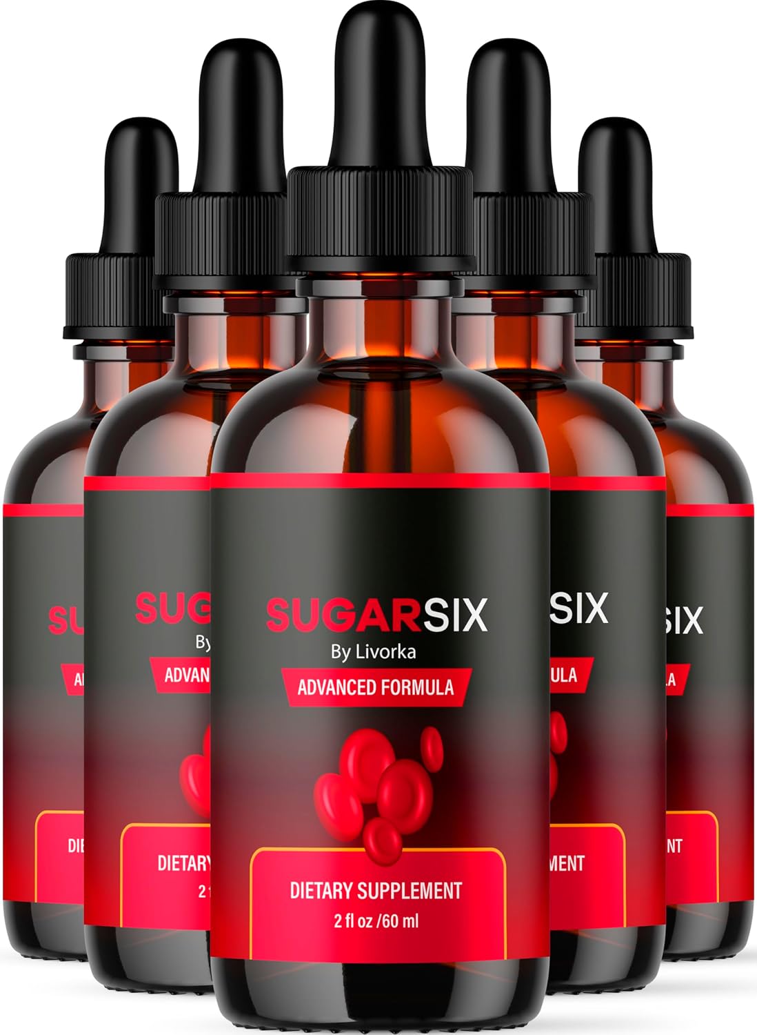 (5 Pack) Sugar Six Drops - SugarSix Support Formula, 5 Bottles - görsel 1
