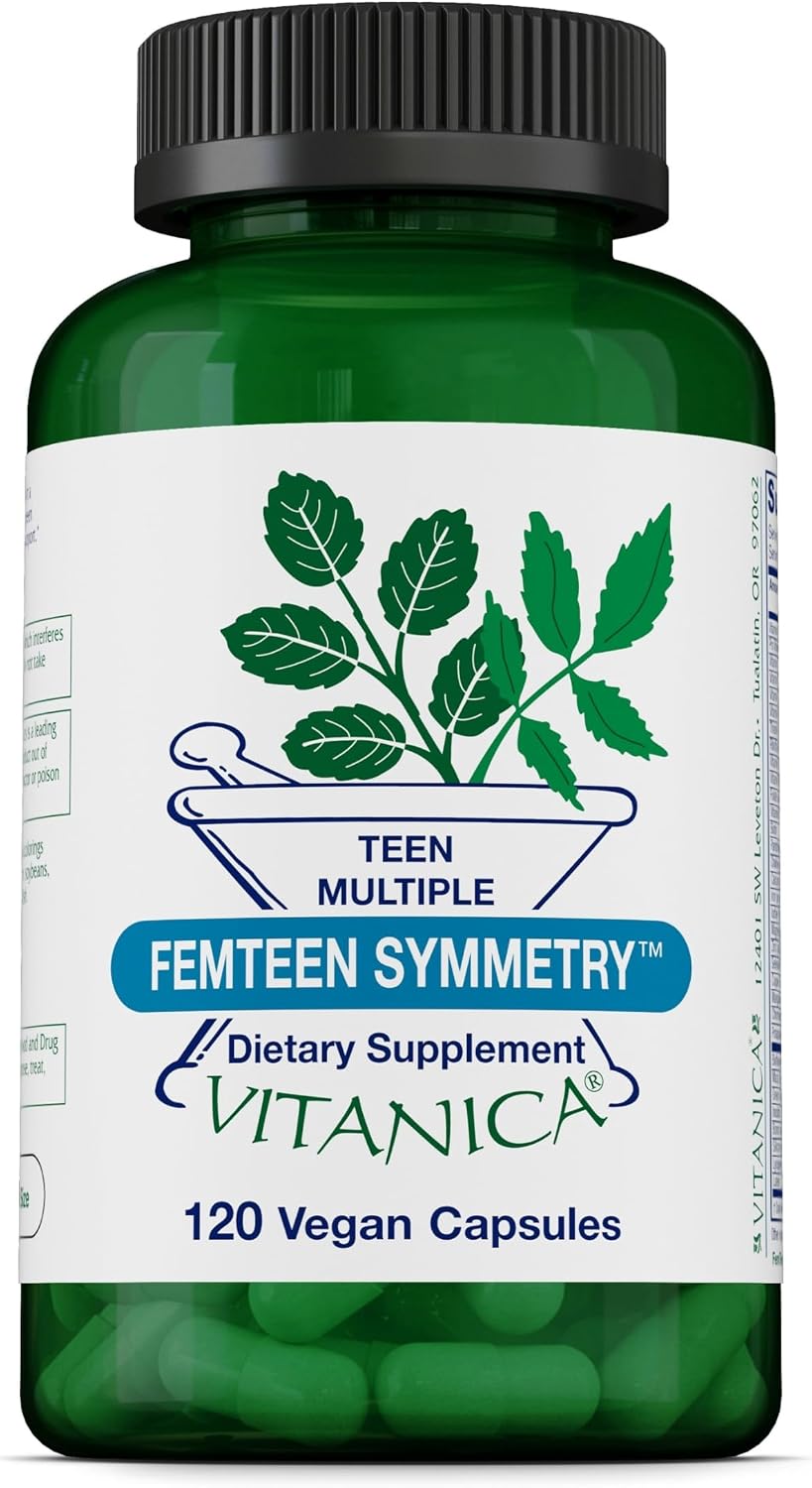 Vitanica FemTeen Symmetry, Vitamins for Teens, Daily Multivitamin, Vegan, 120 Capsules - görsel 1
