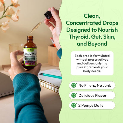 Pella Nutrition Sea Moss Drops with Bladderwrack – Liquid Supplement for Immune & Digestive Support (Strawberry Lime, 60ml)