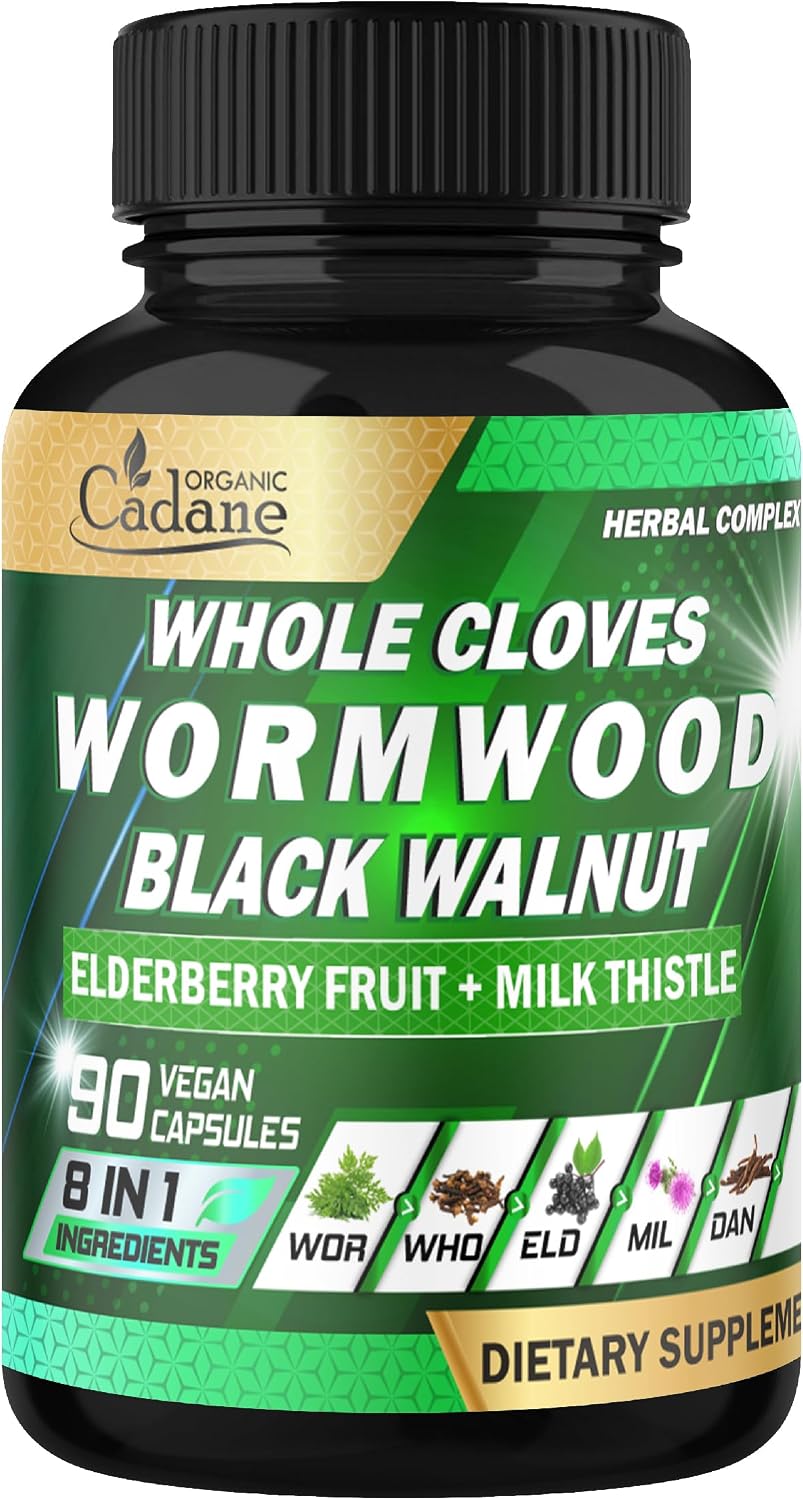 Organic Cadane Wormwood Cloves Black Walnut – Herbal Digestive Support Supplement, 90 Capsules - görsel 1