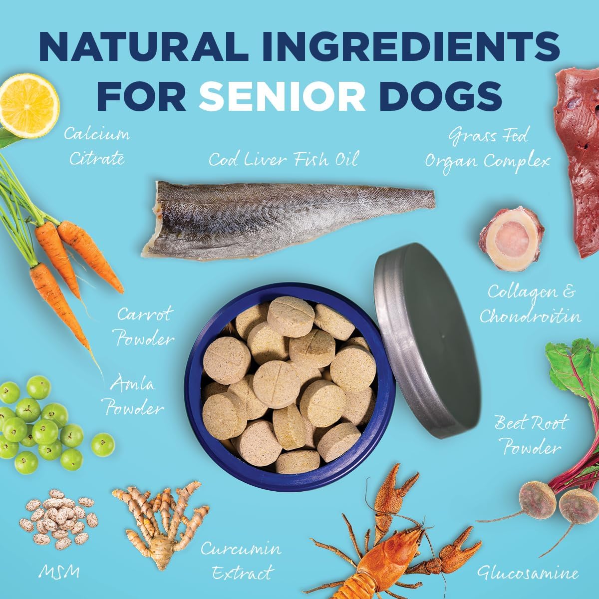 Vetericyn All-in-1 Multifunctional Senior Dog Supplement – Digestive Enzymes, Glucosamine Chondroitin, Probiotics, Omega-3 & More – 90 Count - görsel 3