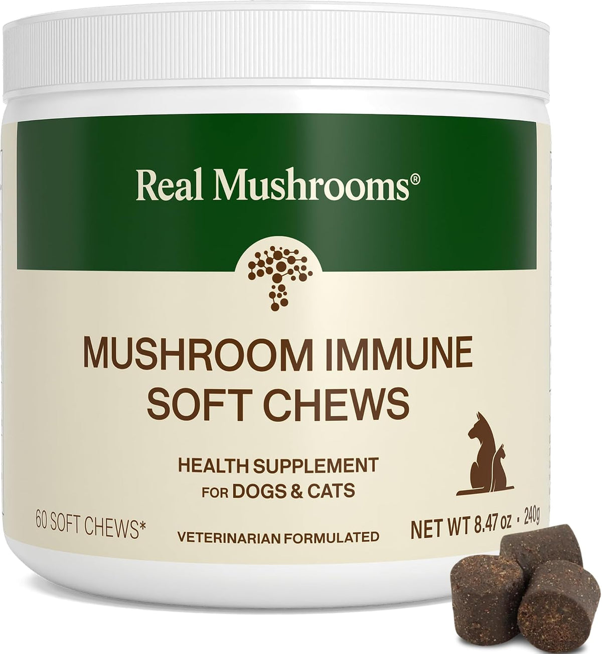 Real Mushroom Immune Pet Chews – Daily Digestive & Immune Support for Dogs and Cats (60 Chews) - görsel 1