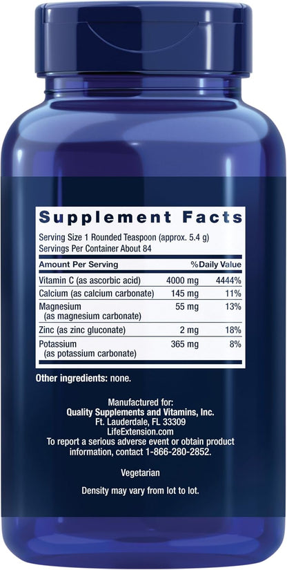 Life Extension Buffered Vitamin C Powder – Gentle on the Stomach, with Minerals