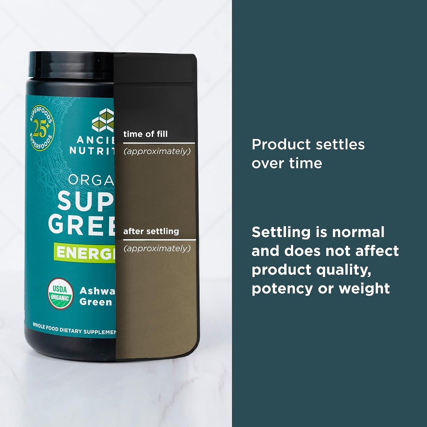 Ancient Nutrition Organic SuperGreens Energiser Powder with Probiotics and B12, Made from Real Fruits, Vegetables and Herbs, for Digestive, Detoxification and Energy Support, 25 Servings - görsel 6