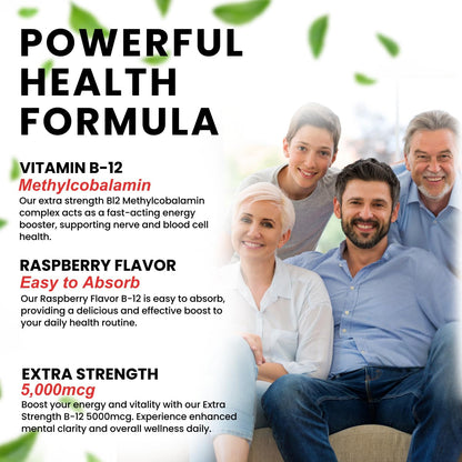 VITBOOST Vegan Liquid B-12 Drops – 5000 mcg Methylcobalamin, Raspberry Flavour, Sublingual, 60 Servings