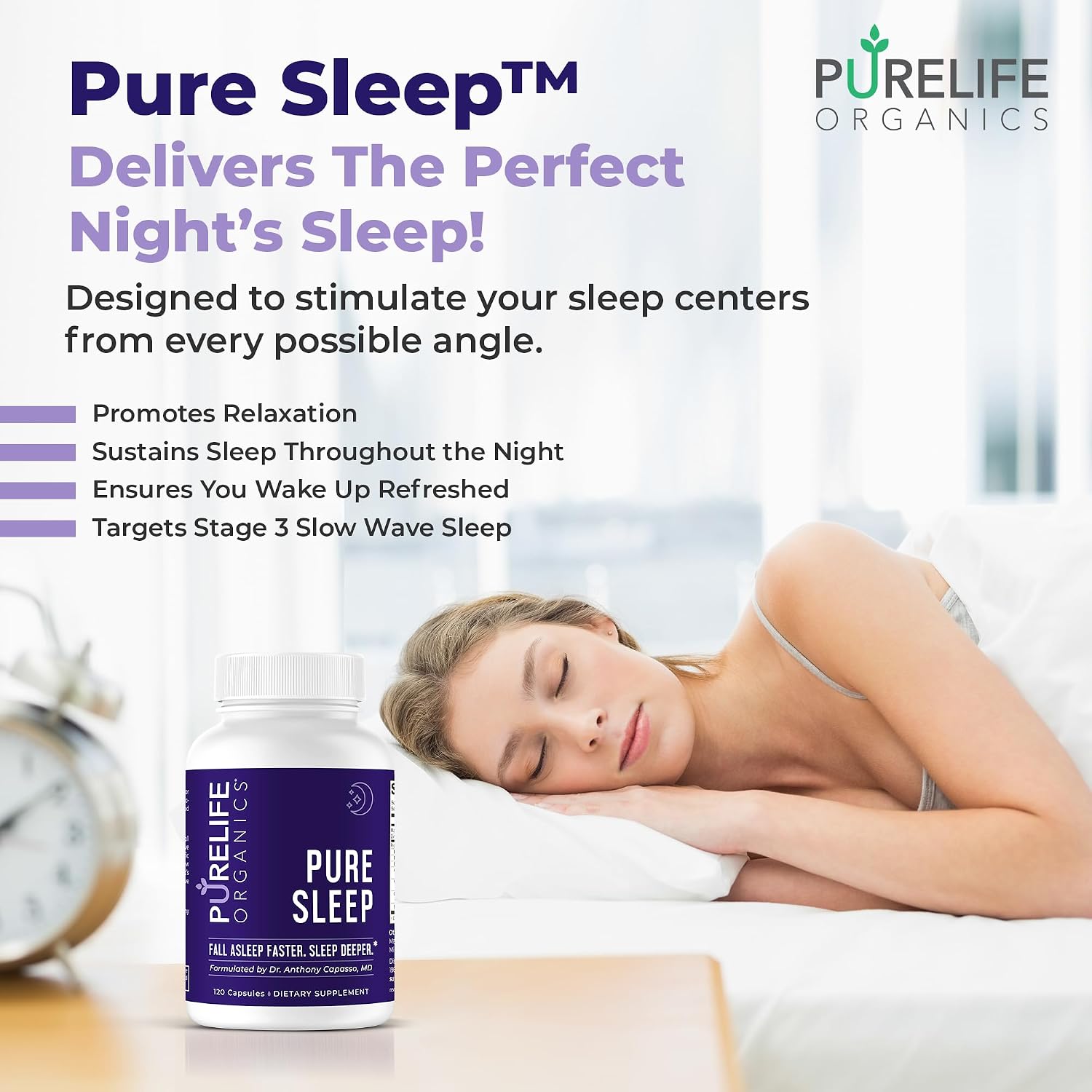 Pure Sleep Supplement - Doctor Formulated - 120 Vegan Capsules - görsel 2
