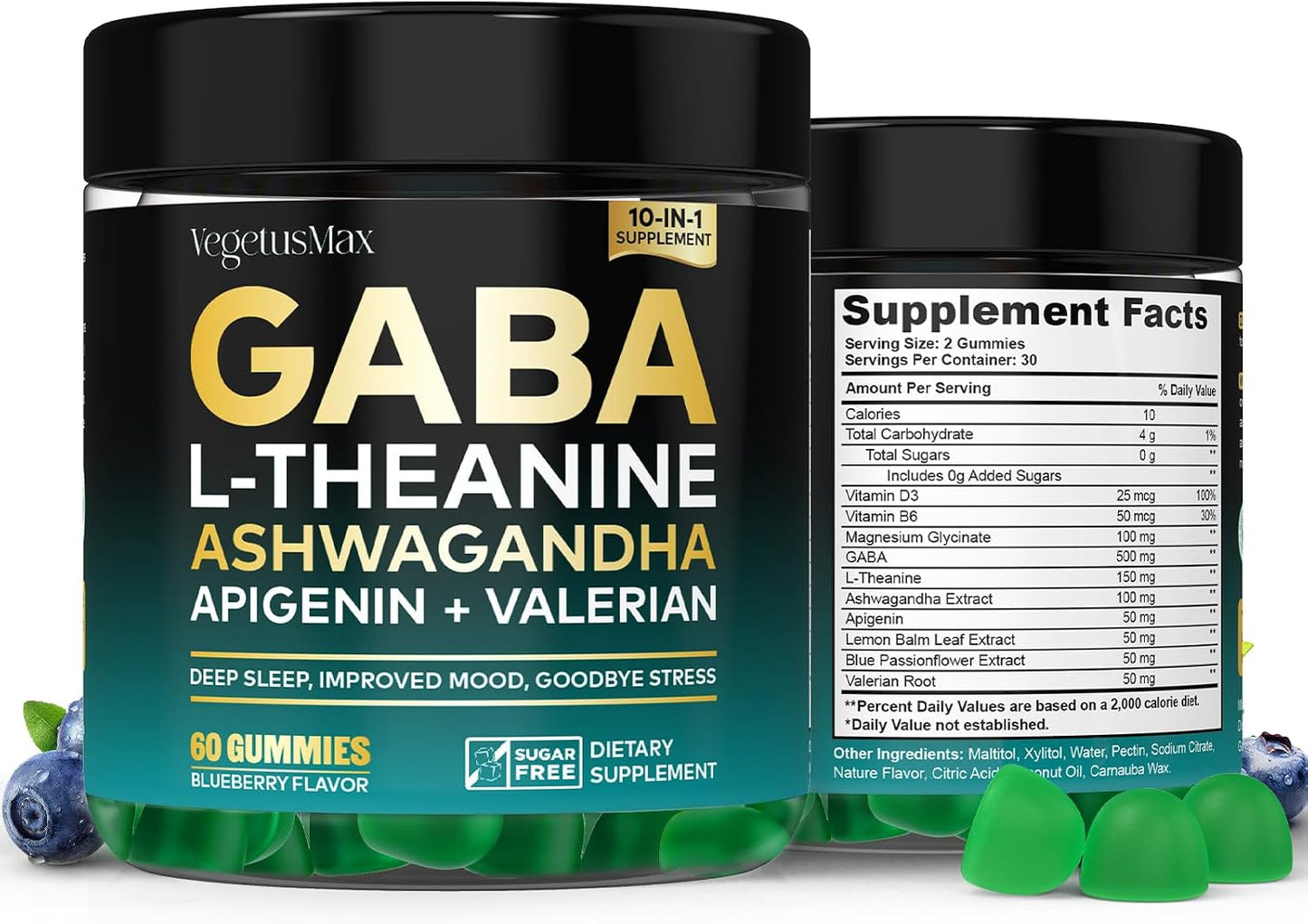 GABA Gummies 500mg for Stress Support, Relaxation, Melatonin-Free Calm Gummies with L-Theanine, Ashwagandha, Magnesium & Valerian Root – 60 Count - görsel 8