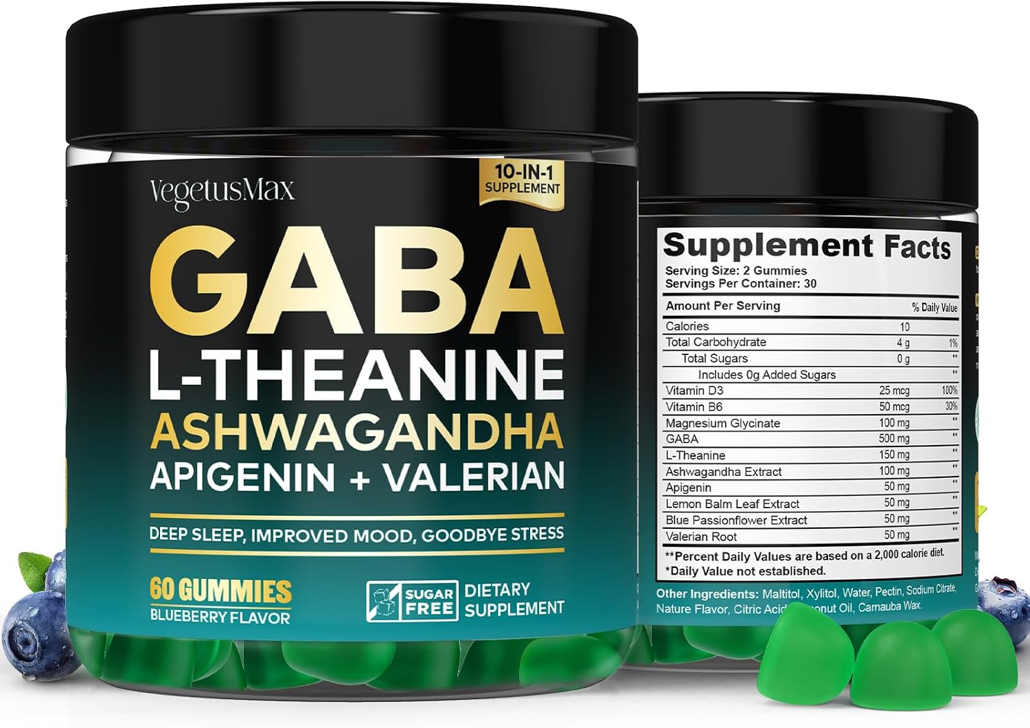 GABA Gummies 500mg for Stress Support, Relaxation, Melatonin-Free Calm Gummies with L-Theanine, Ashwagandha, Magnesium & Valerian Root – 60 Count - görsel 8