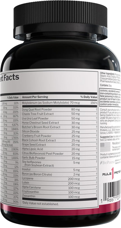 Rule 1 Proteins Women's Multi, 60 Tablets, 30-Day Supply | Women's Daily Multivitamin with Essential Minerals, Superfoods and Botanical Extracts for Active Lifestyles and Wellness Support