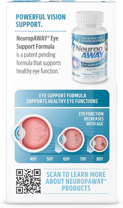 NeuropAWAY Eye Support - 90 Capsules with Lutein, Zeaxanthin, N-Acetyl L-Carnosine & More