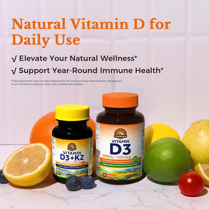 Vitalitown Vitamin D3 125 mcg (5000 IU) - High Potency with Olive Oil, 90 Soft gel capsules
