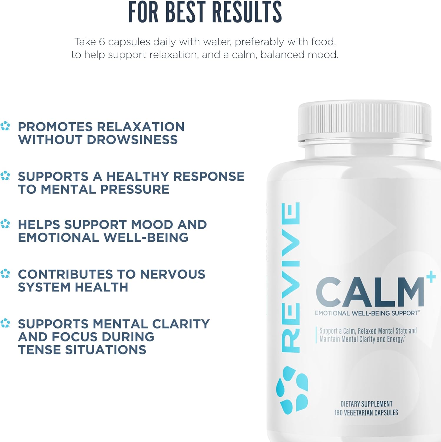 Revive MD Calm - Emotional Wellbeing Support with L-Theanine, GABA & 5-HTP (180 Capsules, 30 Servings) - görsel 5