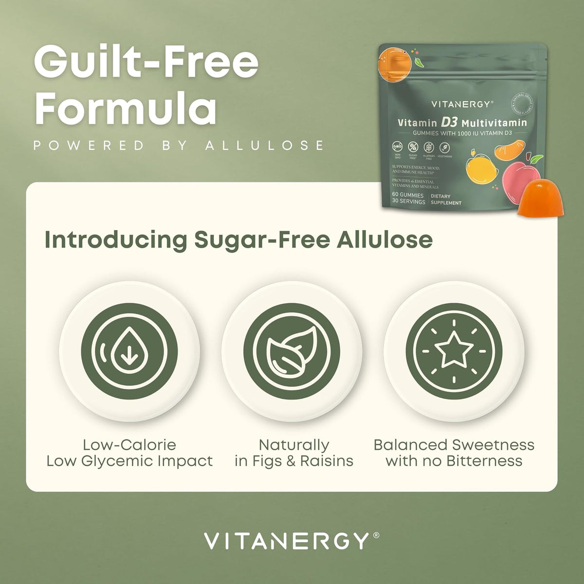 Vitanergy Women's Multivitamin Gummies with D3 K2, Sugar-Free, 60 Count - görsel 5