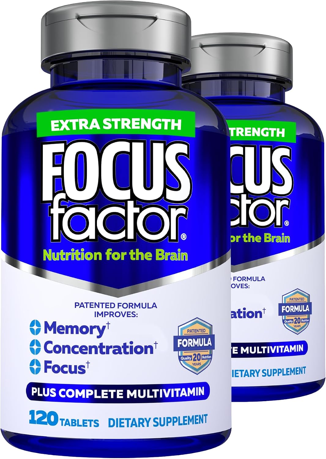 Focus Factor Adults Extra Strength, 120 Tablets - Brain Supplement for Memory, Concentration and Focus - Complete Multivitamin with DMAE, Vitamin D, DHA - Trusted Health Supplements - görsel 8