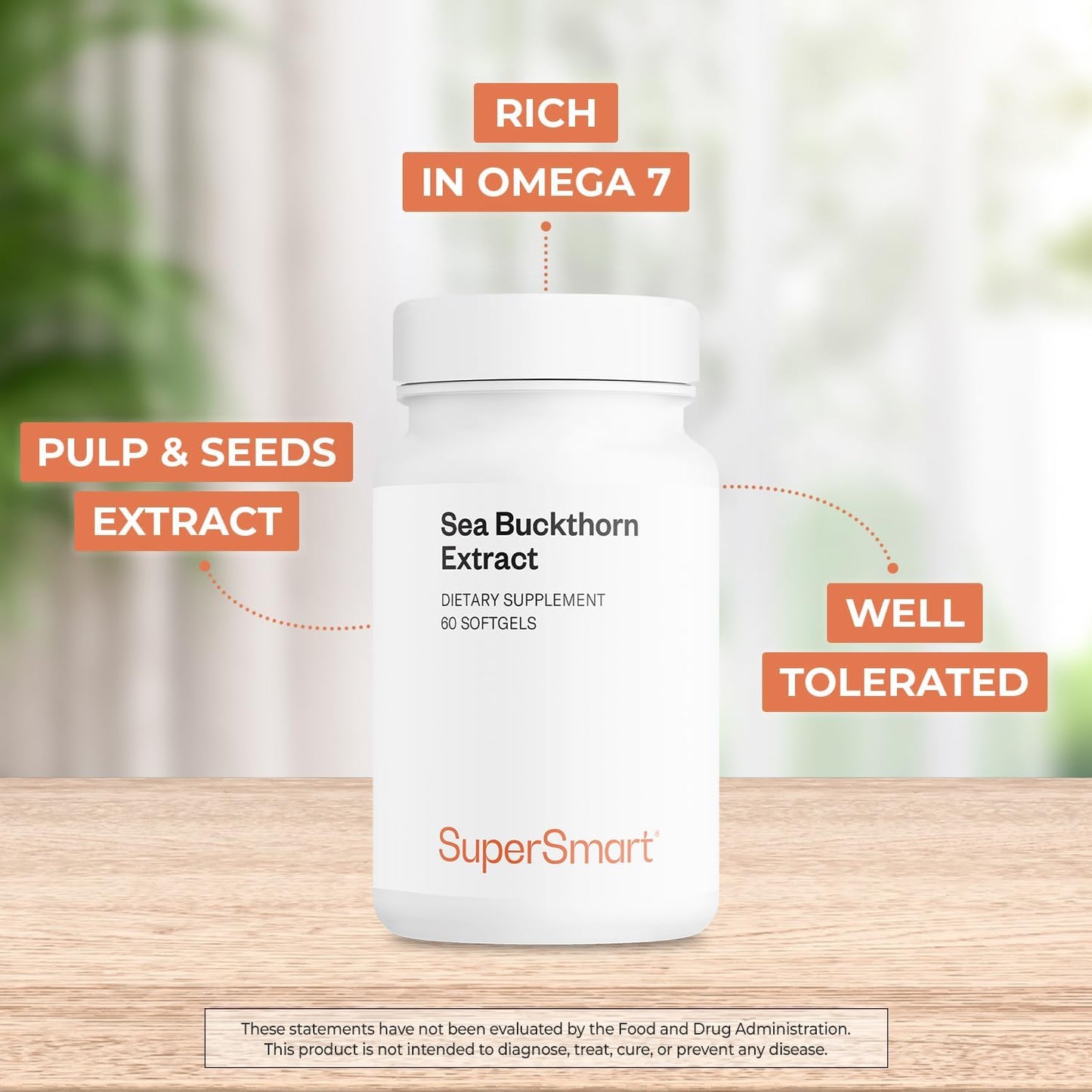 Supersmart - Sea Buckthorn Extract 500mg - Argousier Extract with Omega 7 | Non-GMO & Gluten-free - 60 Softgels - görsel 3
