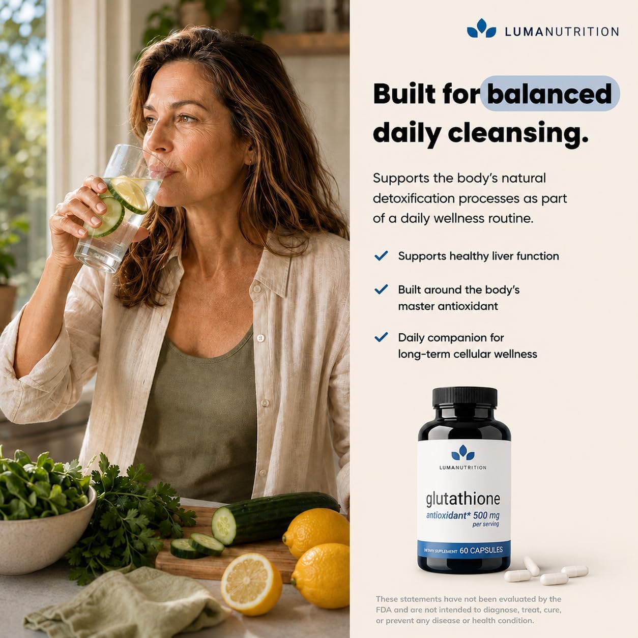 Luma Nutrition Premium Glutathione Supplement – 500mg – 60 Capsules - görsel 4