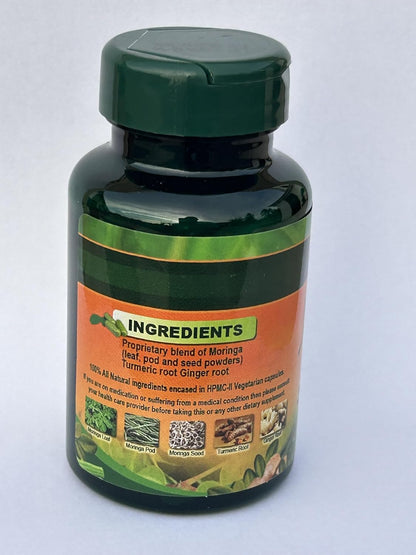 Jamaican Moringa Capsules – with Turmeric & Ginger – 90 Capsules, 500mg – Herbal Supplement